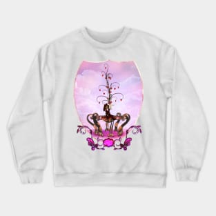 Little fairy with valentine tree with hearts Crewneck Sweatshirt